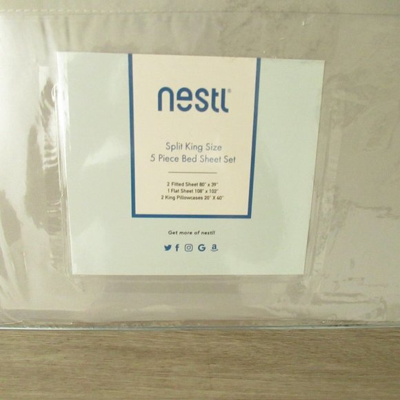 New Nestl Sheet Set Split King Silver Gray Wrinkle Free Microfiber - Picture 2 of 4